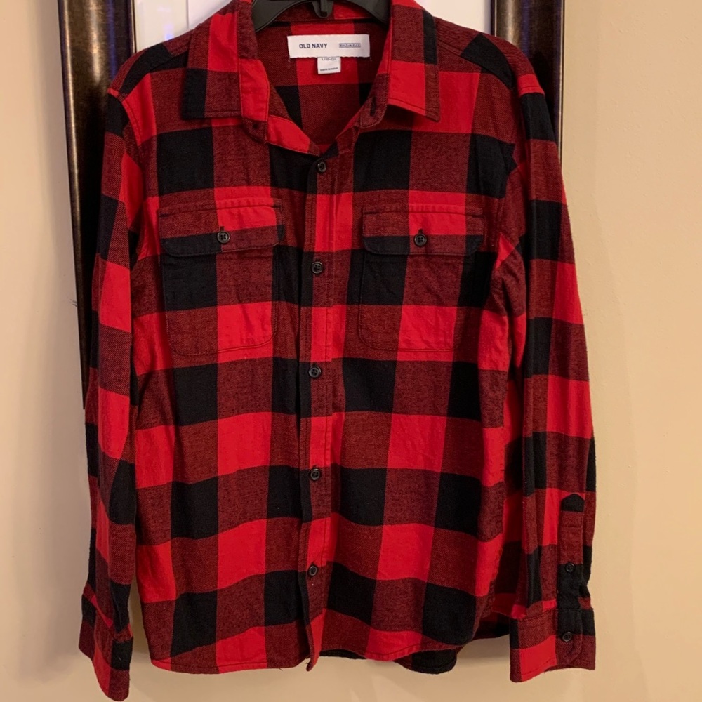 Old Navy Buffalo Plaid Boys Button Down Shirt